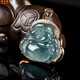 Shimao Jadeite A-grade Ice Blue Water Maitreya Buddha Ruyi Pendant 18K Gold Women's Ice Buddha Jade Jade Pendant