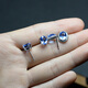 Feiyu Fat Donglai same style tanzanite earrings blue topaz earrings for women tanzanite blue silver inlaid with Princess Diana's four claws simple style simple style