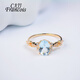 CAJJ Francois 1.47 carat aquamarine ring for women, natural colored gemstone, 18k gold inlaid cabochon jewelry, size 14