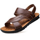 Yichi Sandals Herren Beachschuhe Herrenvater Schuhe mittleren und älteren Sandalen Herrenschuhe Zwei-Wear-Schuhe Männer EC12129 Brown 46