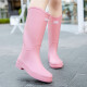 
Yezhi long tube rain boots for women with slim fit and slim waterproof and non-slip high tube rain boots for women for adults wearing kitchen wear-resistant rubber shoes 3239 high tube rain boots [pink size 36]