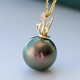 Qiongruige Crown Model 18K Gold Tahitian Black Pearl Pendant Seawater Round Malachite Green Necklace Pendant Single 11-12mm Malachite Green Slightly Flawed + 18K White Support