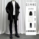 安初夏中长款夹克外套男士休闲套装春秋季痞帅气搭配修身衣服男装三件套 1591绿色外套 XL
