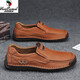西域骆驼（VANCAMEL）男士真皮休闲皮鞋大码英伦百搭豆豆鞋 浅棕色【9911四季款】 41