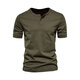 KLEDBOY British multi-clothing store American retro heavyweight Ami khaki cotton short-sleeved Henley shirt fitness tough guy T-shirt men's KLE military green L 145-155Jin Jin is equal to 0.5 kg
