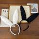 Meng Junchen can bend sweet long rabbit ear headband rabbit headband, universal plush hairpin for adults and children, funny headband for women, white pink style