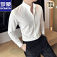 ROMON new Chinese style summer new high-end stand-up collar shirt men's long-sleeved shirt stretch drape shirt blue top white XL (135-150Jin Jin equals 0.5 kg)