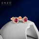 ENZO Snowflake Series 18K Gold Ruby Diamond Stud Earrings for Women EZV8493 Birthday Gift EZV8493