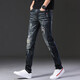 
Fashion brand ripped jeans men's elastic patch patch small feet pants Korean style slim jeans lacquered dot printed pencil pants new product 687 black 30 (2 feet 3)