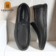 LAORENTOU leather shoes for men, business casual shoes, toe layer cowhide toe caps, beanie shoes, wear-resistant men's shoes LA12062 black 41