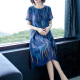 Yalu free chiffon dress summer women's short-sleeved slim temperament mid-length YZ6620 blue 2XL