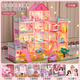 Yunya Kinderspielzeug Mädchen spielen Haus Haus Set Princess Castle Doll Haus Puppe Haus kleines Mädchen Geburtstagsgeschenk [Dream Light] Luxus Villa Princess House