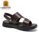 Old Man's Head (Laorentou) Chaussures de plage Chaussures de pantoufles pour l'orteil de vache de vache de vaches de vache deux sandales extérieures LT12033 Brown 43