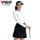 Ropa de golf PGM para mujeres, camiseta de manga larga, cuello acanalado, tela elástica, molienda y figura cálida y adelgazante YF698-White [Top] M