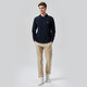 Hush Puppies men's autumn basic colorful long-sleeved POLO shirt 075 dark blue 1 M