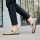 Huili pedal lazy shoes classic men's shoes lightweight breathable footwear driving shoes solid color middle-aged and elderly casual canvas shoes 912 khaki 42