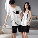 Lemianxin couple pajamas for women in summer pure cotton women home clothes suspenders casual cotton men summer pajamas set DD9904 XL women + men XL