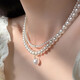 Zhuomai double-layered pearl necklace, simple design, niche and versatile sweater chain, beaded clavicle chain, high-end necklace, double-layered pearl necklace