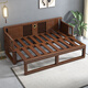Dimmel New Chinese-style solid wood arhat bed walnut small apartment telescopic push-pull bed sofa bed Zen arhat bed push-pull arhat bed (cotton linen + latex style) assembly