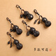 Naais ebony gourd keychain car key pendant handmade wooden keychain retro style gift for men and women little elephant Ruyi