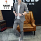 Pic (Tucano) Été de costume décontracté d'été pour hommes ensemble de style coréen jeune tendance slim ajustement petite à mi-manche 9902 kaki [top + pantalon] m