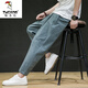 
Woodpecker (TUCANO) linen pants for men summer cotton linen thin loose wide-leg pants cotton linen Harun casual pants for men simple cropped pants dark gray L