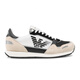 Armani (Armani) Chaussures décontractées masculines classiques Ea Eagle Logo Lace-Up Low-top Sneakers à la mode Big-name pour hommes Rice Rice Black Color Combination X4x537 (Q826) Taille 41,5