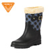 Very good (Jolly Walk) Winter waterproof and cold-resistant rain boots for women's non-slip water boots, fashionable outer wear velvet warm water shoes, new style plus velvet rain boots, blue plaid plus velvet warm JW322 37