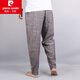 Pierre Cardin Pierre Cardin Brandneue Retro -Leinen Harem Hosen Herren Baumwolle und Leinen Casual Hosen Loose Trendy Herren Slim Hosen grau m