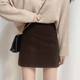 Hui Shihui Autumn Skirt Women's New 2025 Woolen Short Skirt Hip-covering Skirt High Waist A-Line Skirt Half Skirt Suit Skirt Small Woolen Short Skirt Coffee Color Including Lining M Recommended 100-110Jin Jin is equal to 0.5 kg