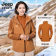 JEEP SPIRIT Jeep Spring and Autumn Jacket for Middle-aged and Elderly Three-in-One Jacket for Mother Winter Windproof and Warm Women's Large Size Winter Clothes 1818 Lavender Purple Three-in-One 2XL (Recommended 115-125 Jin Jin equals 0.5 kg)