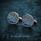 KFLK High-End-Shirt Manschettenknöpfe Herrenärmel Shirt Knöpfe Business Geschenk Französisch Manschettenknöpfe Metallanpassung Neues Produkt, fliegt über die Berge Cufflinks Blue Serie