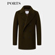 PORTS men's autumn and winter double-breasted mid-length merino blend lapel coat dark olive green M