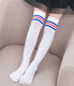 Fujirui Liuyi thin children's stockings over the knee three-bar striped socks for boys and girls mid-stockings white dance white black strips 42cm (7-12 years old)