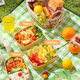Meiya disposable lunch box square 750ml*20 sets food-grade picnic takeaway fruit kraft paper packaging box with lid