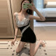 Li Xuyena sexy suspender dress 2021 summer new fashion slimming low-cut temperament women's deep V-neck tight hip dress black S
