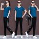 Wei Ni 2020 Summer Women's Sports Suit Fashion Short-Sleeved Casual Women's Age-Reducing Clothes Two-piece Set zx1AF01-766 Black XXL