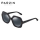 帕森（PARZIN） 偏光太阳镜女 复古板材驾驶镜女大框修脸潮墨镜 9740 黑框黑灰片