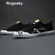 Rogosky Hong Kong Trendy Summer Simple Canvas Shoes Shops Beward Blow Top Breatable One-Foot Flow Shoes Corea Casual Zapatos Negro 40 (Tamaño del zapato de cuero)