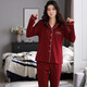 An Guifen pajamas for women in spring and summer pure cotton long-sleeved cardigan lapel set autumn new Korean version sweet solid color comfortable casual home loose plus size fat MM young ladies home clothes 9901 gem red L