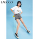 Lagogo Lagu Summer New Women's Denim Shorts décontractés High Taist Slimnming Hot Pants Women's Design Send Grey (R2) 155 / S / 36
