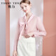 [Same style in the mall] Tangli spring new style long-sleeved thin bow ribbon two-piece blouse top for women petal pink L