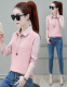 Abby's new fake two-piece shirt women's long-sleeved 2021 spring and autumn new women's Korean style light and versatile embroidery plus velvet long-sleeved T-shirt women's tops western style bottoming shirt sweatshirt trendy pink please take the correct size