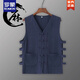 
ROMON Summer Traditional Shaanxi Line Vest and Cotton Line Vest Sweatshirt Men's Retro Plate Button Jacket Sleeveless Old Man Shirt On White Shirt XL 140-155Jin [Jin equals 0.5 kg]