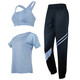 
Vanstic Yoga suit women's long-sleeved loose fitness running casual morning jogging set light blue three-piece set FTC11166 L