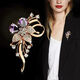 Hualiuyi Brooch Women's Luxurious Temperament Exquisite Pin Suit New Trendy Design Clothes Accessories Corsage Main Image - Purple
