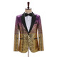Zhehan host male singer performance clothing colorful gradient sequin suit top men's stage style shiny catwalk blue_gold L
