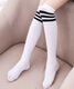 Fujirui Liuyi thin children's stockings over the knee three-bar striped socks for boys and girls mid-stockings white dance white black strips 42cm (7-12 years old)