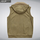 JEEP velvet thickened warm hooded multi-pocket vest middle-aged and elderly winter men's waistcoat pure cotton vest loose vest No. 1 Army Green Army Green Plus Velvet Plus Velvet 4XL 190Jin Jin is equal to about 0.5 kg