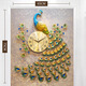 
CLCEY TV wall decoration pendant living room background wall European style peacock wall clock entrance clock creative modern decorative clock 2694 (90*53*24) rectangular